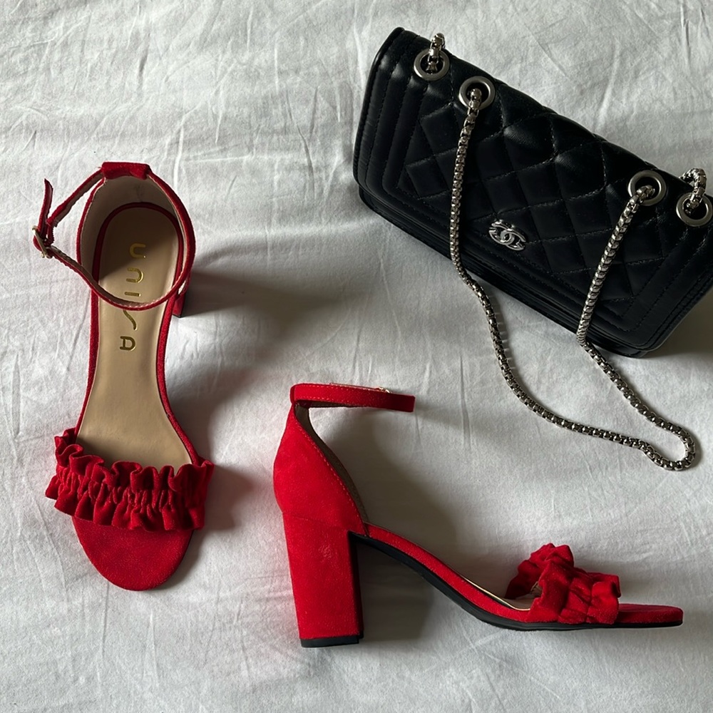 Unisa Red Block Heels